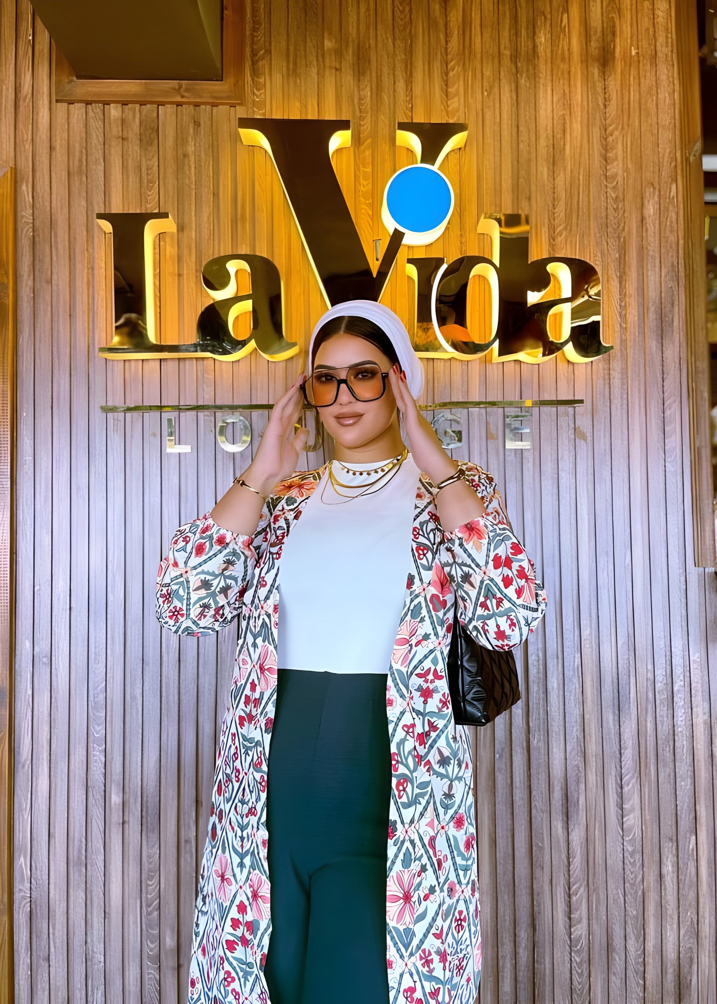 Three-Piece Set with Teal Trousers | Cardigan, Top & Pants