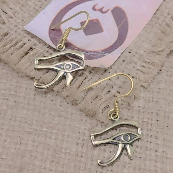 Eye of Horus Earrings – Handcrafted Brass Egyptian Symbol