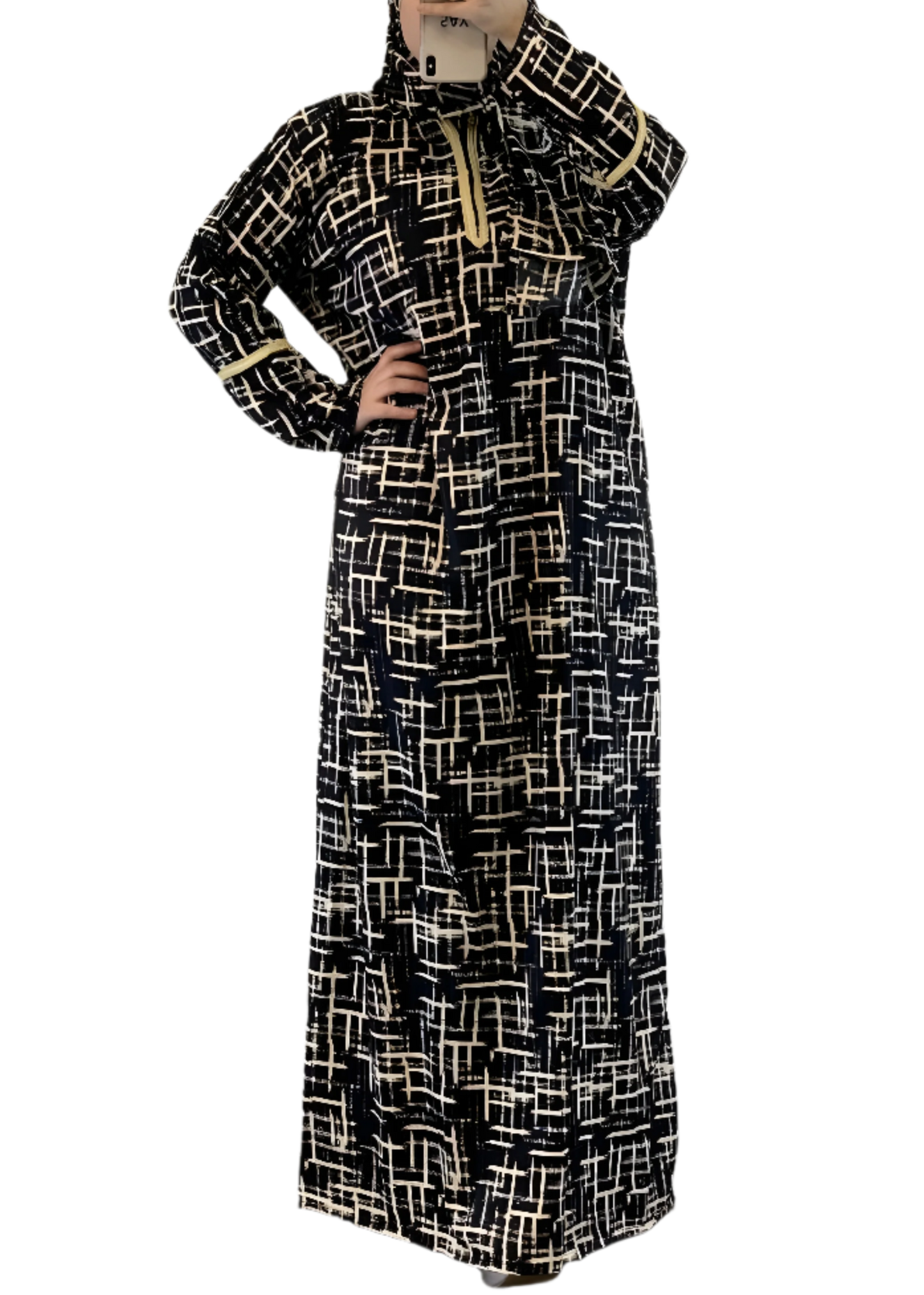 Geometric Print Prayer Abaya