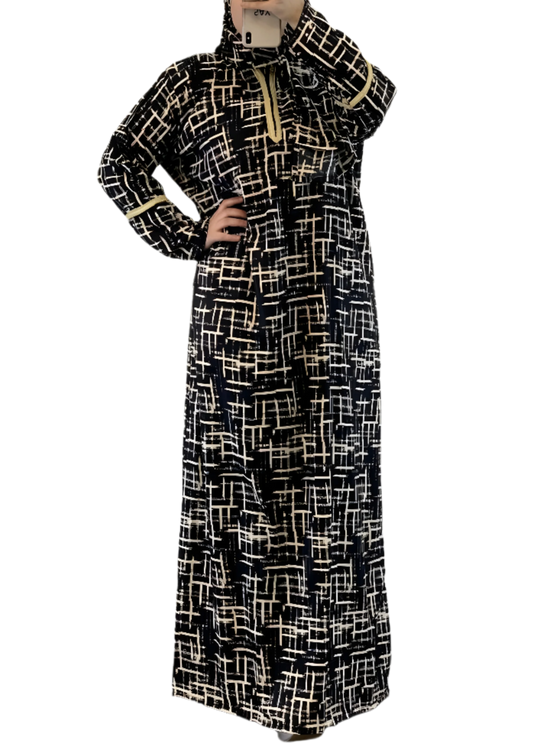 Geometric Print Prayer Abaya