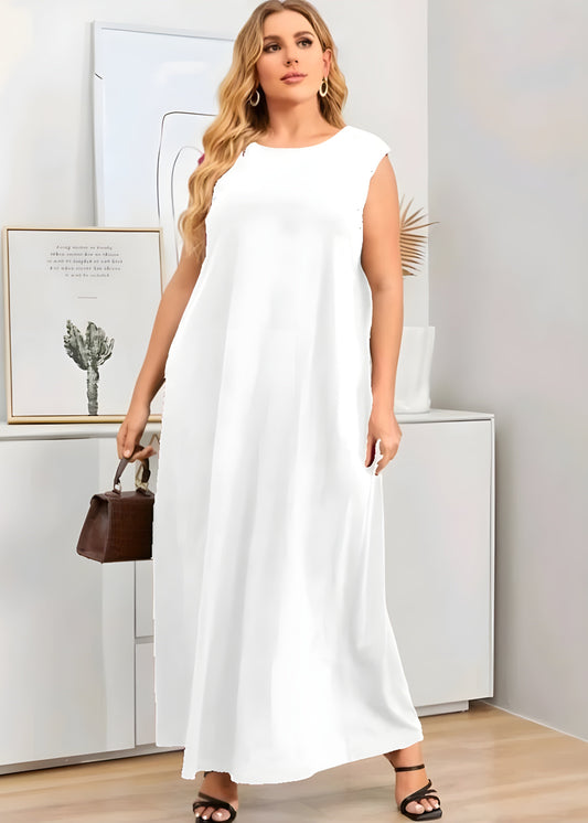 White Sleeveless Summer Maxi Dress – Casual & Elegant