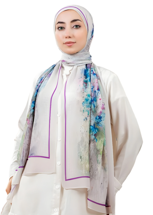 Watercolor-Inspired Crepe Chiffon Scarf