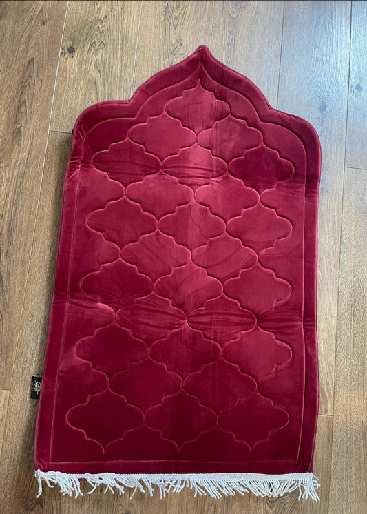 Luxury Quilted Velvet Padded Prayer Mat with Memory Foam