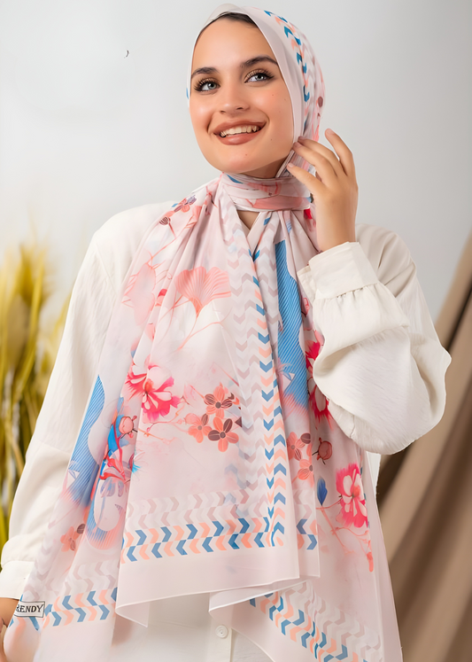 Floral Print Crepe Chiffon Hijab