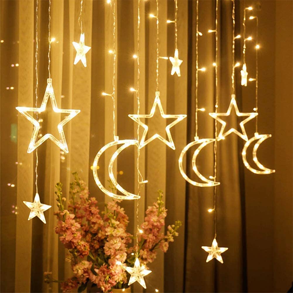 Star Moon Curtain Light Strings - Europlug