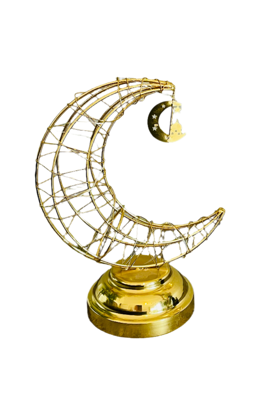 Decorations LED Gold Metal Light Crescent Table Lamp