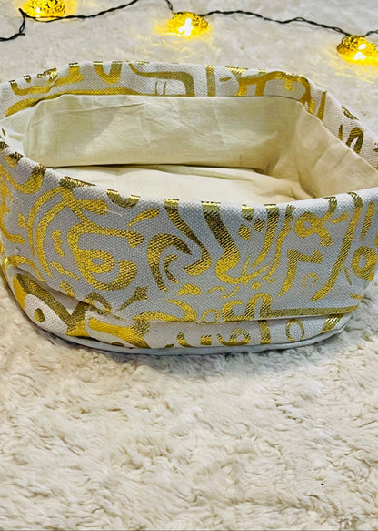 Arabic Calligraphy Bread Basket – Golden Linen Kitchen & Home Organizer
