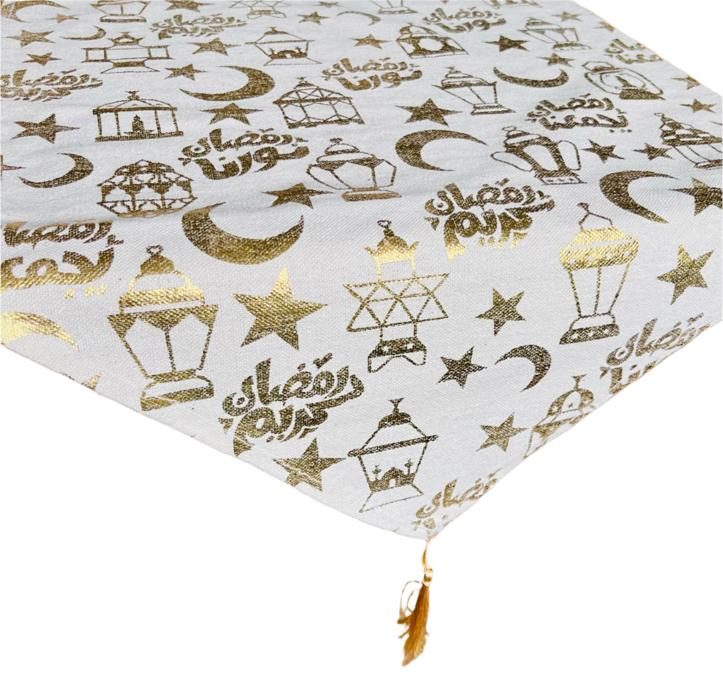 Ramadan Table Runner with Lantern and Crescent Design