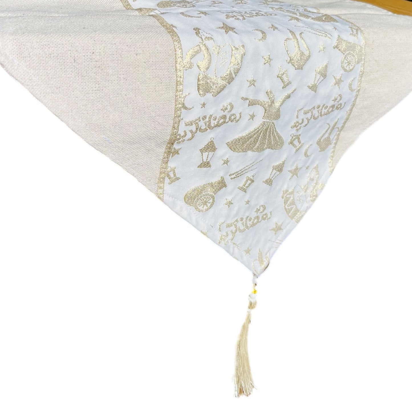 Ramadan Table Runner with Serma Golden Strings