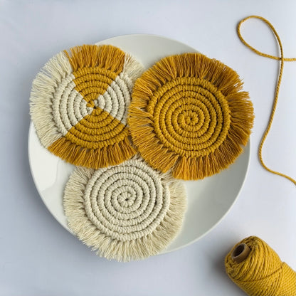 Golden Bloom Coasters - Set of 3