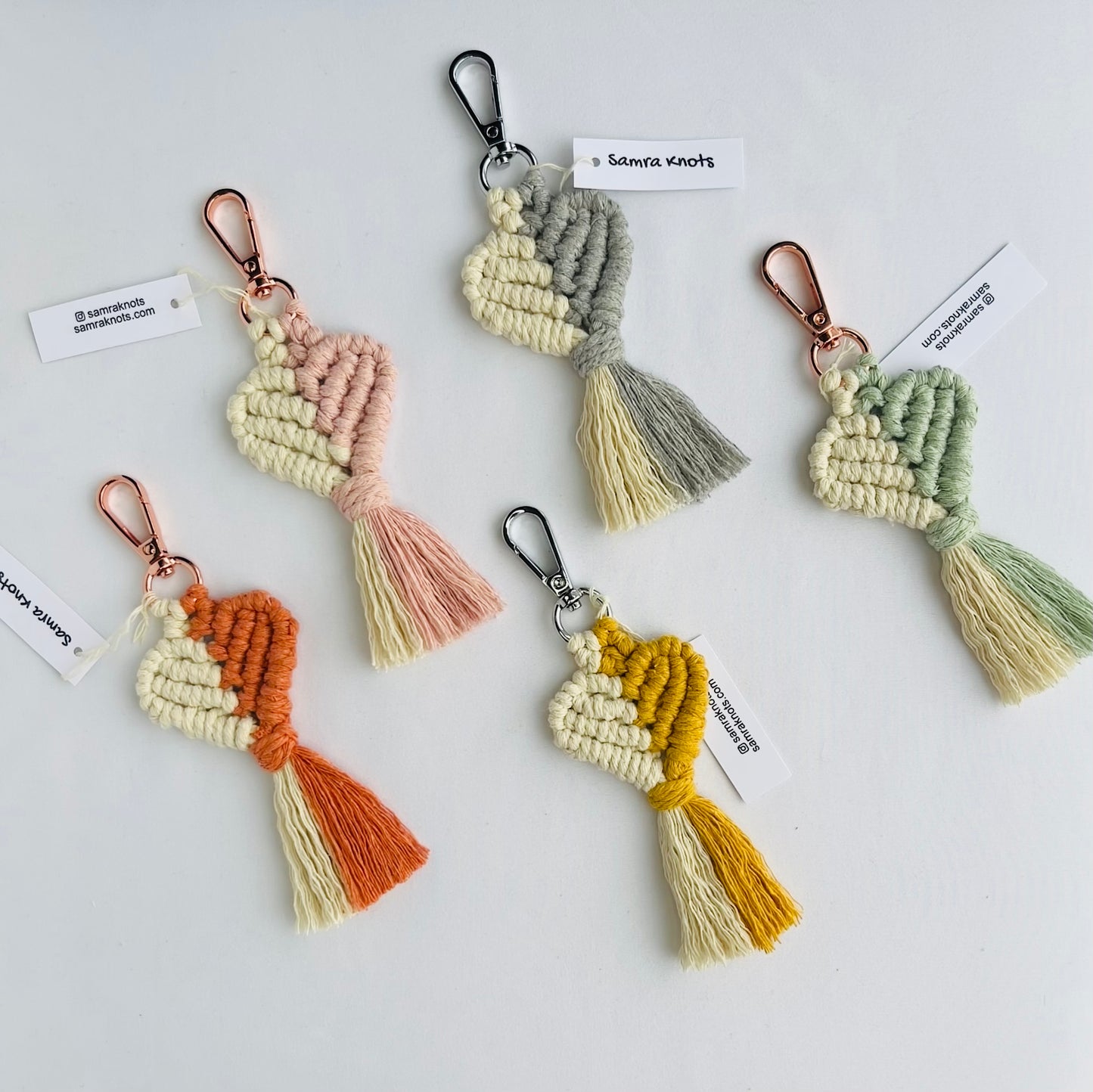 Handmade Macrame Heart Keychains