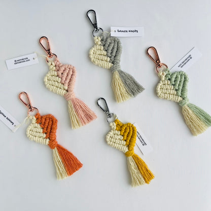 Handmade Macrame Heart Keychains