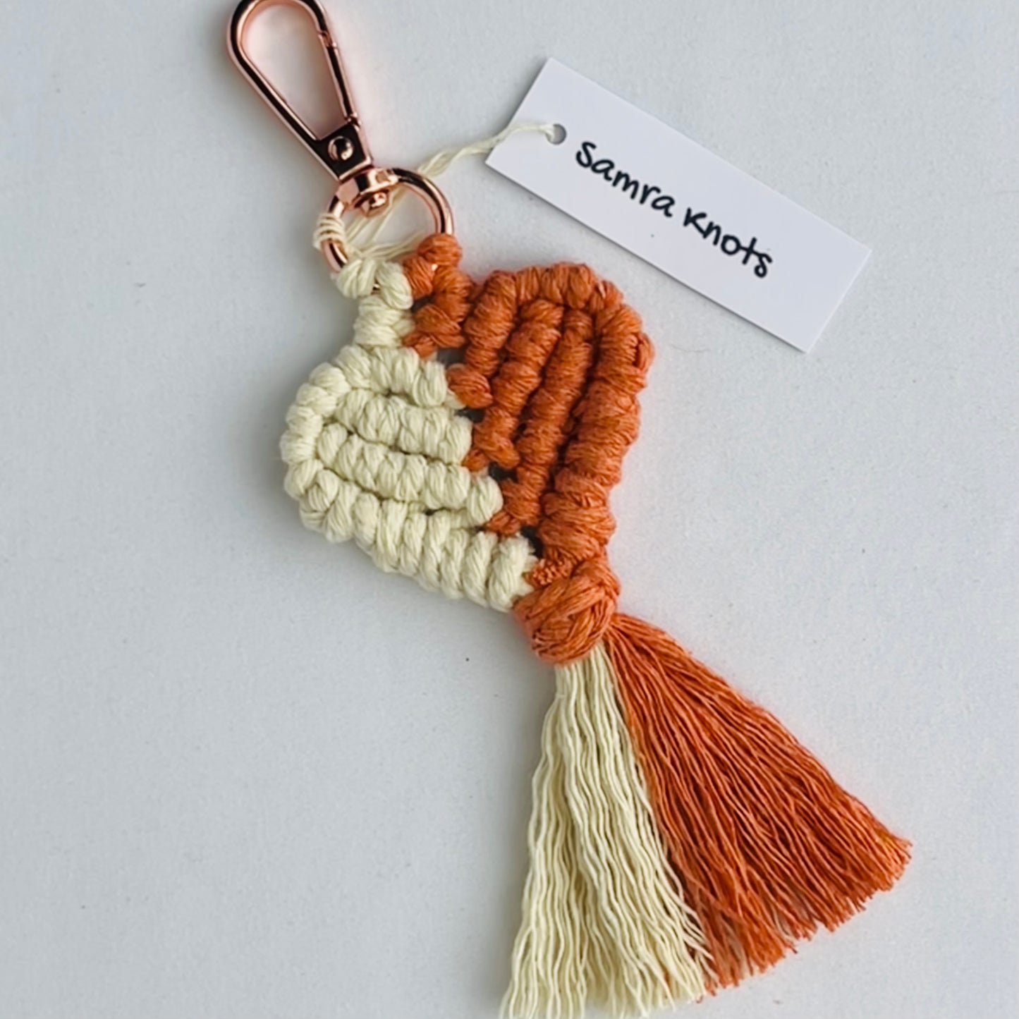 Handmade Macrame Heart Keychains