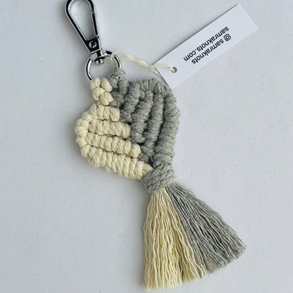 Handmade Macrame Heart Keychains