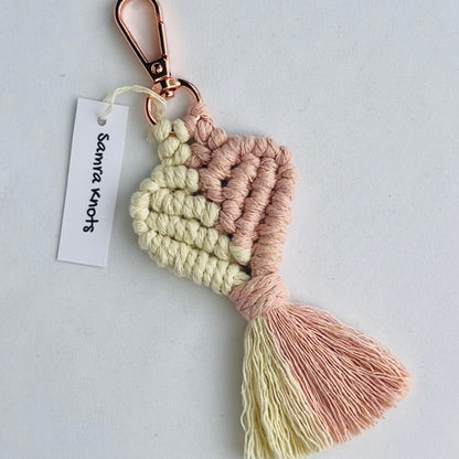 Handmade Macrame Heart Keychains