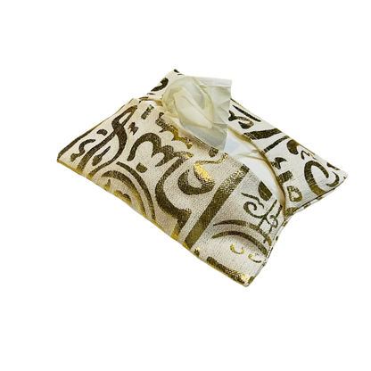 Arabic-Inspired Tissue Box with Golden Calligraphy