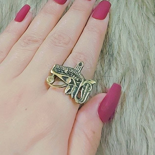 Egyptian Eye of Horus with Cobra Ring