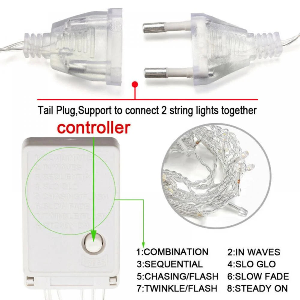 Star Moon Curtain Light Strings - Europlug