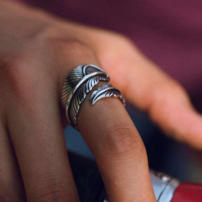 Silver Feather Men Ring, 8 grams