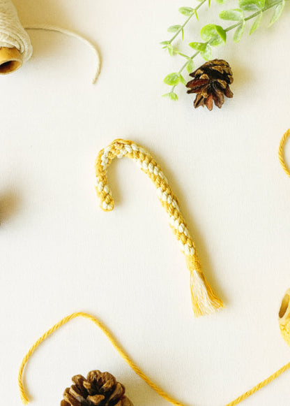 Handmade Macramé Candy Cane Ornament – Christmas Tree Décor