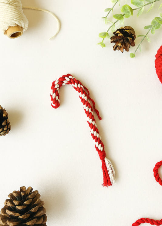 Handmade Macramé Candy Cane Ornament – Christmas Tree Décor